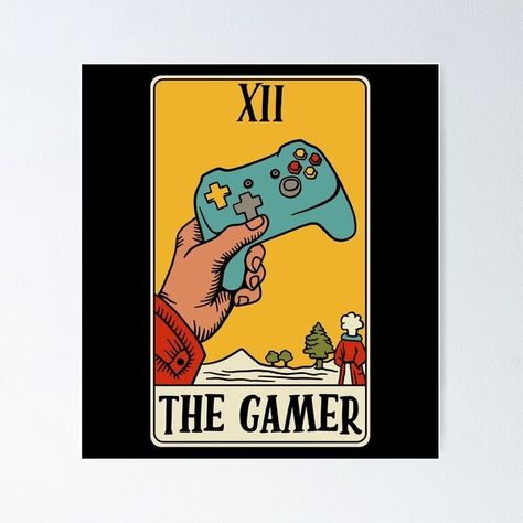 "The Gamer - Funny Gaming Tarot Card" Poster for Sale by isstgeschichte | Redbubble Funny Tarot Cards, Tarot Card Poster, Funny Tarot, Gamer Funny, Funny Gaming, Card Poster, Funny Games, Tarot Card, Tarot Cards