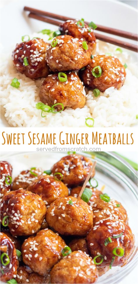 Ginger Meatballs, Sesame Snacks, Snacks Sweet, Turkey Meatball, Sesame Ginger, Easy Turkey, Meatballs Recipe, Turkey Meatballs, Minced Meat