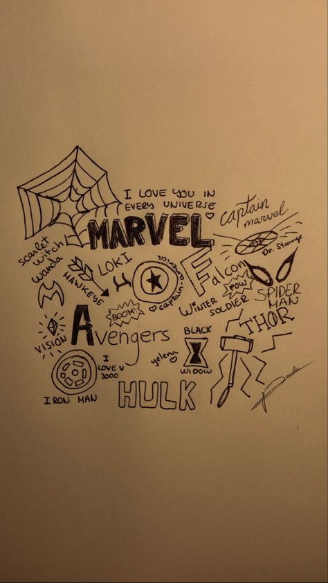 Marvel Sketchbook Ideas, Avengers Doodle Art, Sketch Book Easy Ideas, Marvel Art Drawings Easy, Avengers Drawings Easy, Marvel Doodles Easy, Easy Marvel Drawings, Marvel Doodle Art, Marvel Sketches Easy