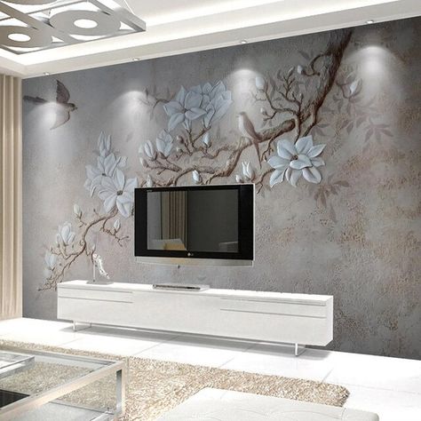 Custom Any Size Photo Wallpaper Modern Pastoral 3D Embossed Flowers Birds Mural Wall Paper Living Room Bedroom Papel De Parede _ - AliExpress Mobile White Flowers Wallpaper, Wallpaper For Home Wall, Geometric Wallpaper Design, Scandinavian Lamps, Normal Wallpaper, Look Rose, Sand Textures, Rose Flower Wallpaper, Wallpaper Furniture