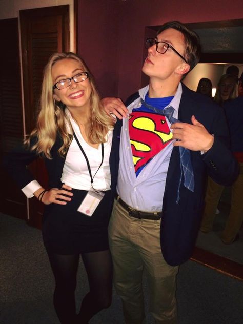 Louis Lane And Clark Kent Costume, Lois And Clark Costumes, Clark Kent Lois Lane Costume, Lois Lane Costume Diy, Louis Lane Costume, Clark Kent And Lois Lane Costume, Superman And Lois Lane Costume, Lois Lane Halloween Costume, Lois Lane And Clark Kent