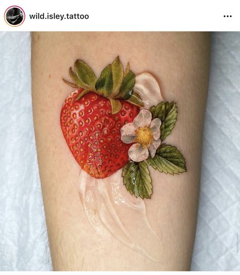 Lovecore Tattoo, Colored Tattoo Design, Strawberry Tattoo, Cherry Tattoos, Tattoo Shading, Tattoo Instagram, Floral Tattoo Sleeve, Cute Little Tattoos, Line Art Tattoos