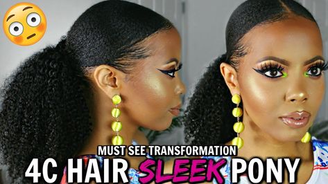 4C Natural Hair Ponytail How To Slick Down 4C Hair Fast! [Video] - https://blackhairinformation.com/video-gallery/4c-natural-hair-ponytail-how-to-slick-down-4c-hair-fast-video/ Slick Ponytail Weave 4c Hair, 4c Hair Ponytail Styles, Sleek Ponytail 4c Hair, Sleek Natural Ponytail, Styling Gel Ponytail Hairstyles, 4c Ponytail Hairstyles, Styling Gel For Natural Hair, Afro Ponytail Hairstyles, Natural Hair Ponytail Styles