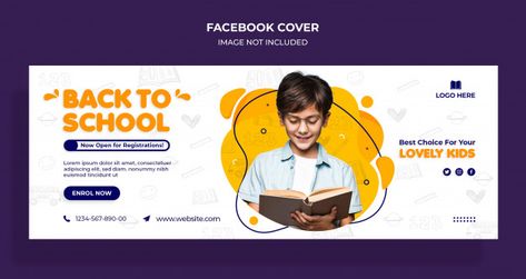 Back to school facebook timeline cover a... | Premium Psd #Freepik #psd #banner Shoes Banner, Layout Quotes, Banner School, Quote Banner, Education Banner, Cover Page Template, Education Poster Design, Banner Online, Facebook Cover Design