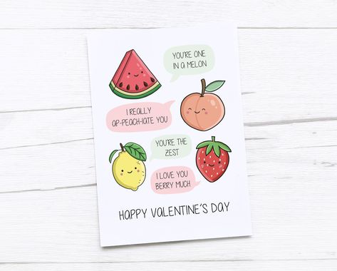 Happy Valentine’s Day Card | Valentines Puns | Cute Valentine's Day Gift | Fruit Mothers Day Puns, Fruit Puns, Happy Christmas Card, Happy 4th Anniversary, Mother's Day Gift Card, Birthday Card Drawing, Unique Birthday Cards, Halloween Express, Happy Mother's Day Card