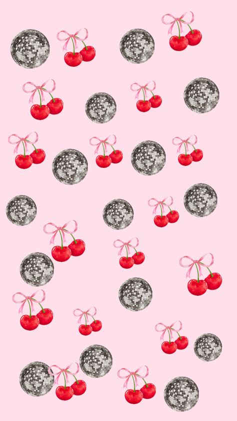 cherry + mirrorball wallpaper Cherry Mirrorball, Mirrorball Wallpaper, Cherry Wallpaper, Summer Wallpapers, Ipad Wallpapers, Patterns Wallpaper, Pinterest Ideas, Phone Stuff, Disco Balls