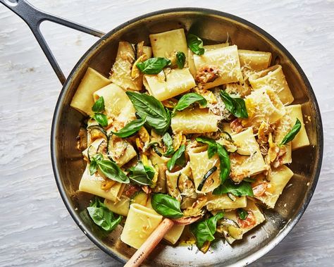 This Easy Summer Pasta Recipe Is Made of Caramelized Zucchini | Bon Appetit Basil Pasta Recipes, Summer Pasta Recipes, Summer Squash Recipes, Easy Summer Dinners, Yogurt Recipe, Basil Pasta, Summer Recipes Dinner, Weeknight Dinner Recipe, Squash Recipes