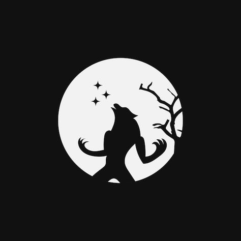 Werewolf Icon, Werewolf Silhouette, Werewolf Illustration, Illustration Night, Shadow Illustration, Moon Silhouette, Night Illustration, Dark Home Decor, Halloween Window