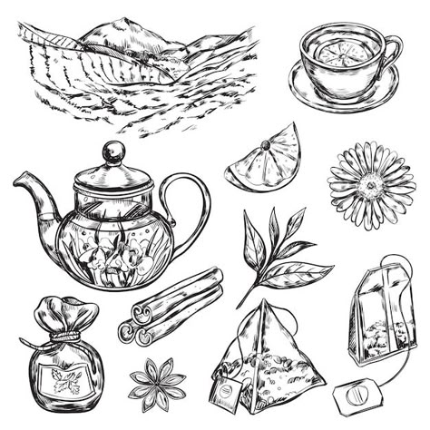 Teabag Tattoo, Teapot Drawing, Breathing Art, Teapot Tattoo, Tea Tattoo, Shadow Book, Lp Cover, Vintage Drawing, Art Things