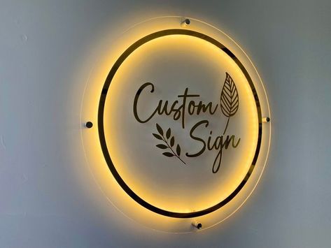 Logo On Wall Ideas, Acrylic Logo Sign On Wall, Spa Sign, Logo Mirror, Backlit Logo, Office Door Sign, Office Door Signs, Whatsapp Contact, Name Plates For Home