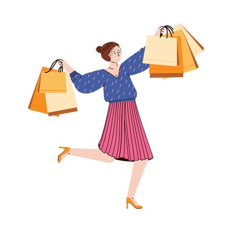 Vector illustration isolated on white ba... | Premium Vector #Freepik #vector #sale #woman #cartoon #shopping Woman Shopping Illustration, Sales Logo, Ig Background, Shopping Cartoon, Cartoon Shopping, Shopping Illustration, Sale Illustration, Class Presentation, Woman Cartoon