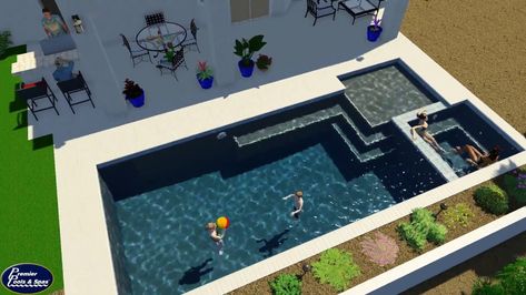 3d Pool, Inground Pool Designs, Rectangle Pool, Tanning Ledges, Pools Backyard Inground, Dream Patio, Diy Swimming Pool, Pools Backyard, Rectangular Pool