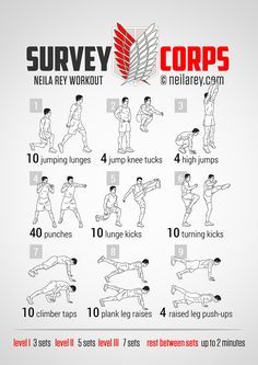 Survey Corps Workout  How to get Levi-san Fit! Ellie Williams Workout Routine, Nerdy Workout, Neila Rey Workout, Neila Rey, Hero Workouts, Superhero Workout, Mma Workout, Trening Sztuk Walki, Survey Corps