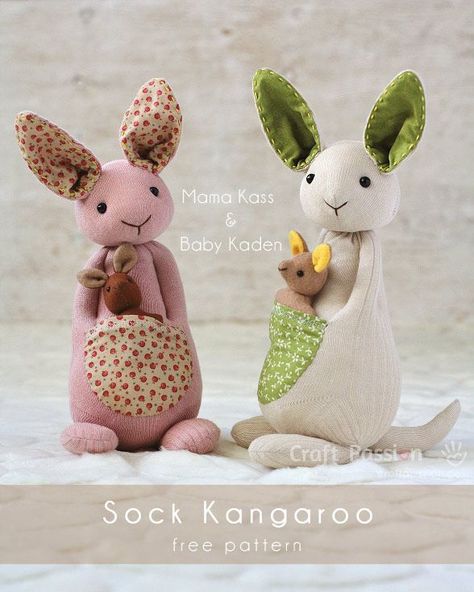 Kangaroo Stuffed Animal, Baby Kangaroo, Holiday Hand Towels, Sock Dolls, Monkey Stuffed Animal, Sock Toys, Sock Crafts, Diy Socks, Animal Sewing Patterns