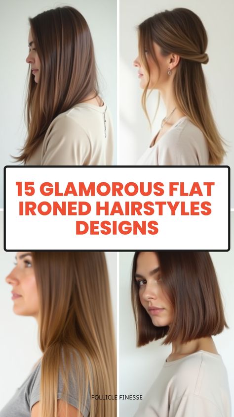 15 Glamorous Flat Ironed Hairstyles Designs Flat Ironed Hairstyles, Hairstyles Designs, Grey Bob Hairstyles, 90’s Hairstyles, Afraid Of Commitment, Belle Hairstyle, Flat Irons, Side Swept Bangs, Heat Protectant