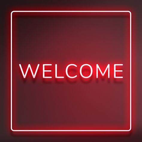 Retro red neon welcome frame lettering | free image by rawpixel.com / Bee Red Roblox Logo Neon, Neon Red Pictures, Welcome To The Good Life Neon, Red Neon Lights, Neon Text Aesthetic, Framed Letters, Free Illustration Images, Welcome Letters, Slogan Design