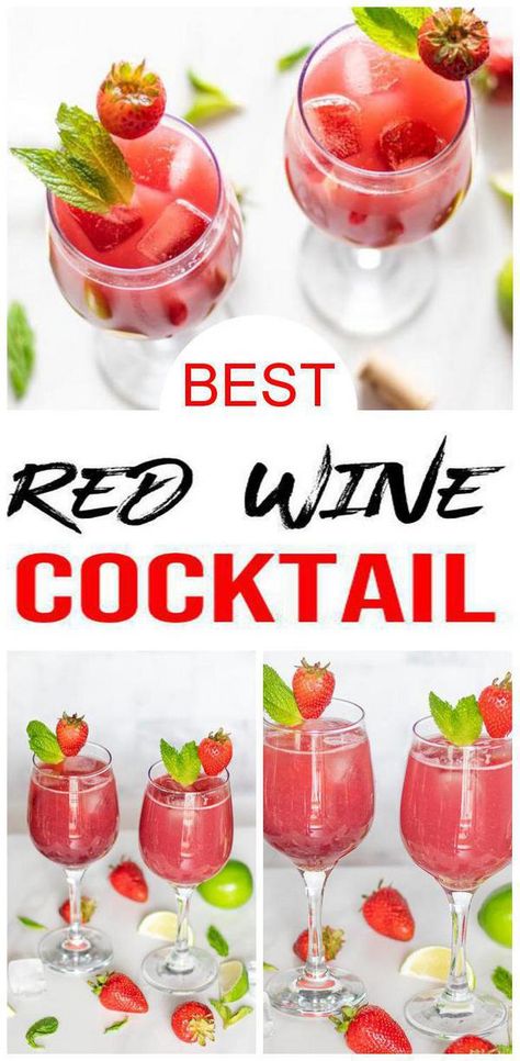 Red wine recipe! BEST red wine cocktail that is so delicious. EASY red wine cocktail to make today. Red wine Recipe for an amazing cocktail. Red wine cocktail everyone will love. Alcoholic drink recipe for best wine drink. Great cocktail - happy hour, wine tasting parties or enjoy for BBQ or pool days. Check out tasty and delish red wine cocktail #wine #alcohol #drink Red Wine Spritzer, Wine Spritzer Recipe, Wine Recipes Drink, Wine Slushie Recipe, Drinks Alcohol Recipes Easy, Wine Mixed Drinks, Red Wine Cocktails, Red Wine Drinks, Strawberry Cocktail