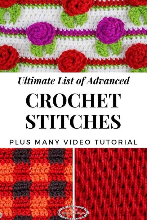 Learn how to Crochet Advance Stitches using this ultimate list that includes so many different stitches you will always find a new one to use for a project. #crochet #pattern #crochetpattern  #crochettutorials #howto #howtocrochet #tutorials #video #advancedstitches #stitches #diy #diyideas #giftideas #advanced #ultimate #list #collection #roundup Thermal Stitch Crochet Pattern, Thermal Stitch, Advanced Crochet Stitches, Different Crochet Stitches, Tunisian Crochet Hook, Advanced Crochet, Tunisian Crochet Stitches, Popular Crochet, Crochet Tips