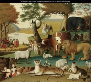 The Peaceable Kingdom by Edward Hicks; public domain Peaceable Kingdom, Grandma Moses, William Penn, Religious Painting, Advent Christmas, Colonial America, Primitive Art, Animals In Art, American Painting