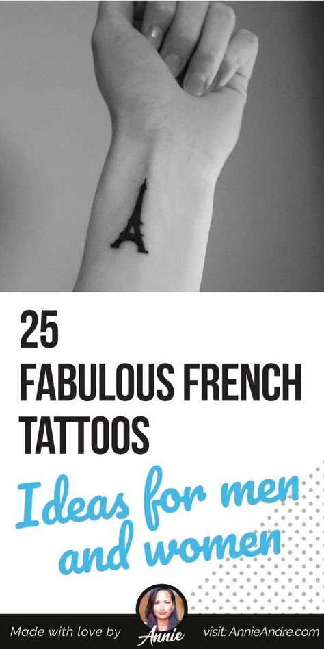 Pintrest pin about 25 Fabulous French Tattoos: ideas for men and women Small French Tattoos, French Inspired Tattoos, French Tattoos For Women, France Tattoo Ideas, French Tattoo Ideas, French Word Tattoos, French Tattoo Quotes, Eiffel Tower Tattoo, Tower Tattoo