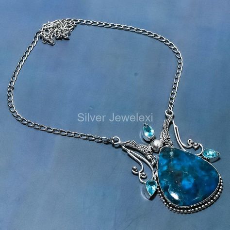 Natural Apatite, Holiday Necklace, Christmas Gift, Blue Stone Jewelry, Silver Necklace, Gift For Friends, Christmas Necklace, Apatite Necklace, Girls Necklace, Lovers Jewelry, Jewelry Free Shipping, Handmade Necklace, Boho Necklace, Antique Jewelry, Girl Jewelry, Handmade Necklace, Unisex Jewelry, Cocktail Jewelry, Ethnic Jewelry, Desginer Necklace, Artisan Necklace, Necklace For Bride, Birthstone Necklace, Semiprecious Necklace, Women Jewelry, Indian Jewelry, Artisian Jewelry Gift Apatite Necklace With Natural Stones, Apatite Gold Necklace, Apatite Pendant Necklace With Natural Stones, Apatite Gemstone Pendant Necklace, Handmade Blue Apatite Necklace, Blue Gemstone Necklace, Promise Necklace, Apatite Necklace, Party Necklace