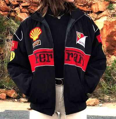 Black Ferrari Jacket, Ferrari F1 Jacket, Vintage Ferrari F1, Ferrari Racing Jacket, F1 Jacket, Black Ferrari, Ferrari Jacket, Flying Jacket, Ferrari Racing