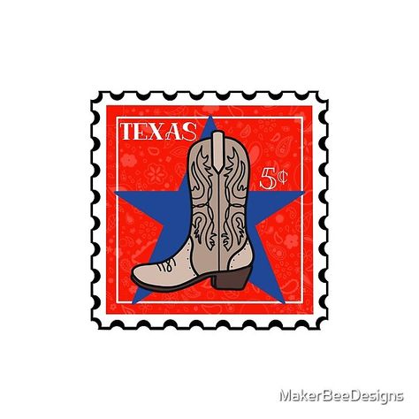 Texas Stamp by MakerBeeDesigns | Redbubble Texas Stamp, Apartment Prints, Texas Symbols, Texas Aesthetic, Texas Graphic, Bee Designs, Vintage Western Wear, Bee Design, Postal Stamps