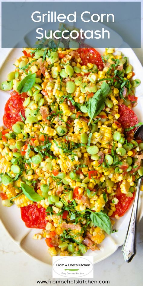 Grilled Corn Succotash is a vibrant, flavorful dish that captures the essence of summer in every bite. This modern twist elevates the classic by grilling the corn to bring out its natural sweetness and add a smoky depth. Succotash Recipes, Healthy Grilling Ideas, Edamame Succotash, Gf Sides, Summer Succotash, Succotash Recipe, Corn Succotash, Recipes To Feed A Crowd, Summer Slow Cooker Recipes