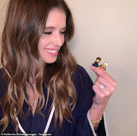 Impressive: Katherine Schwarzenegger impressed her followers over the weekend, when she shared a post dedicated to her fiancé Chris Pratt, as she flashed her engagement ring Katherine Schwarzenegger Wedding, Square Cut Engagement Rings, Katherine Schwarzenegger, Ready For Marriage, Three Stone Diamond Ring, Engagement Celebration, Celebrity Engagement Rings, Cushion Cut Engagement Ring, Modern Engagement Rings