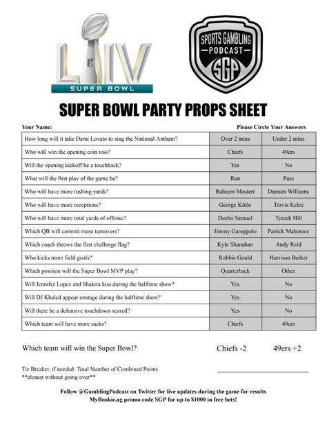 Printable Super Bowl Party Props Sheet - Sports Gambling Podcast Super Bowl Prop Bets 2024, Super Bowl Prop Bets, Recipe Templates Free, Super Bowl Props, Football Squares Template, Sports Gambling, Superbowl Squares, Football Squares, Super Bowl Football