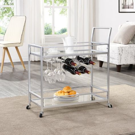 Bar Cart Bedroom, Cart Bedroom, Bar Cart Decor Ideas, Silver Bar Cart, Bedroom Silver, Christmas Bar Cart, Industrial Bar Cart, Bar Serving Cart, Rolling Bar Cart