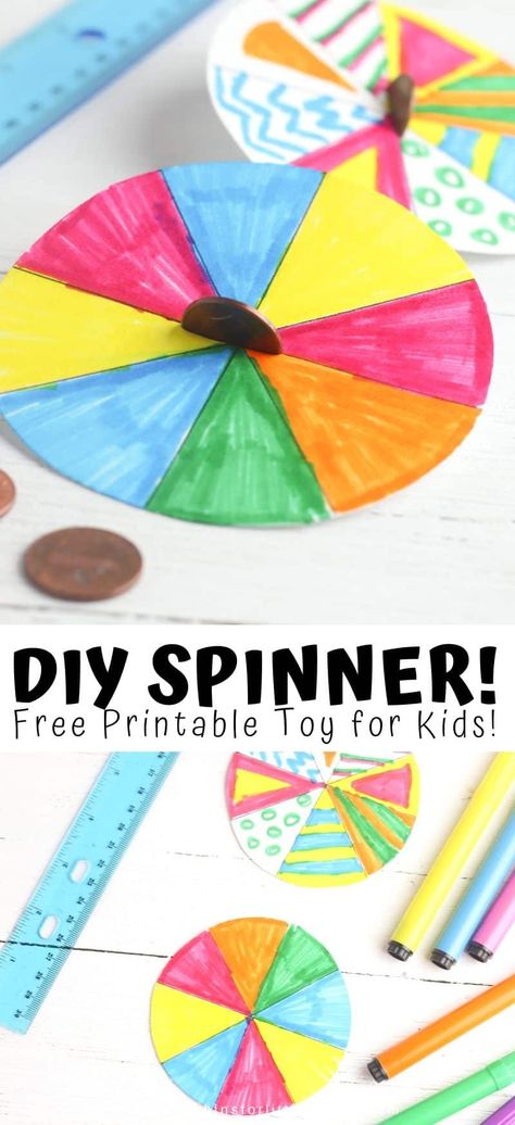 Make A Penny Spinner (FREE Template) | Little Bins for Little Hands Diy Spinner, Paper Spinners, Stem Art, Spinners Diy, Fun Stem Activities, Craft Toys, Printable Toys, Hanging Craft Ideas, Spinner Card