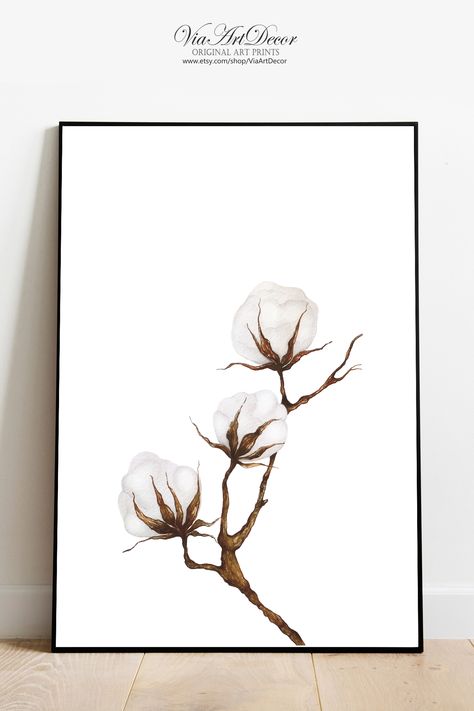 Cotton Bud Painting, Cotton Bolls, Home Nursery, Cotton Boll, Brown Home Decor, Tie Dye Outfits, Cotton Balls, Sketch Ideas, Digital Art Print