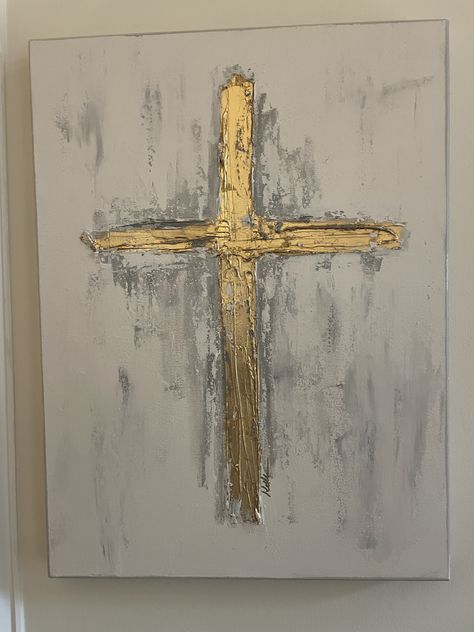 Diy Cross Painting, Diy Christian Canvas Art, Easy Cross Paintings On Canvas, Acrylic Cross Painting, Christian Textured Art, Religious Paintings Easy, Easy Christian Painting, Cross Paintings On Canvas, Christian Paintings On Canvas