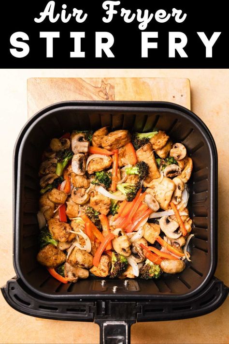 Frozen Stir Fry Vegetables Air Fryer, Chicken Stir Fry In Air Fryer, Airfryer Stir Fry, Air Fryer Chicken Stir Fry Recipe, Air Fryer Chicken Stirfry, Chicken Stir Fry Air Fryer Recipes, Air Fryer Meat And Veggies, Air Fryer Stir Fry Chicken, Air Fryer Family Recipes