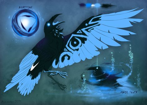 ArtStation - Blue-tailed raven, Hanna Hetmanchuk Raven Tail, Raven Design, Full Illustration, Blue Raven, Raven Bird, Crow Art, Raven Art, Bird Drawings, Pretty Birds