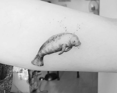 April Tattoo Ideas, Aquatic Tattoos, Manatee Tattoo, Aquatic Tattoo, Pretty Doodles, Leg Patchwork, Family First Tattoo, Ocean Sleeve, Night Tattoo