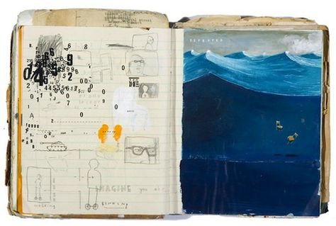 rachel+co: how bob ross gives me the faith to keep writing.  FANTASTIC post about the courage it takes to write and create. Oliver Jeffers, Artist Journal, Artist Sketchbook, Sketchbook Art Journal, Books Art, Sketchbook Pages, Sketchbook Journaling, Sketchbook Inspiration, Handmade Books