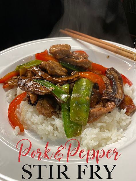 Olla-Podrida: Pork and Pepper Stir-Fry Pork And Pepper Stir Fry, Pork And Napa Cabbage Stir Fry, Mccormick Pepper Steak Stir Fry, Pepper Steak Stir Fry Mccormick, 15 Minute Pepper Steak Stir Fry, Portobello Mushroom, Fried Pork, Pork Loin, Chicken Stock