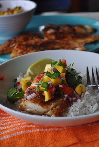 easy-blackened-cod-recipe-with-mango-salsa-mountain-mama-cooks Blackened Cod, Fish Tacos With Mango Salsa, Baked Fish Tacos, Tacos With Mango Salsa, Mango Salsa Recipes, Mountain Mama, Cod Recipes, Mango Recipes, Oil Mix