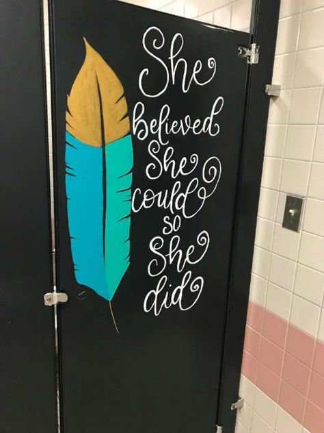 Bathroom Door Ideas, School Restroom, Bathroom School, Bathroom Stalls, Bathroom Mural, School Hallway, Stall Door, School Improvement, School Bathroom