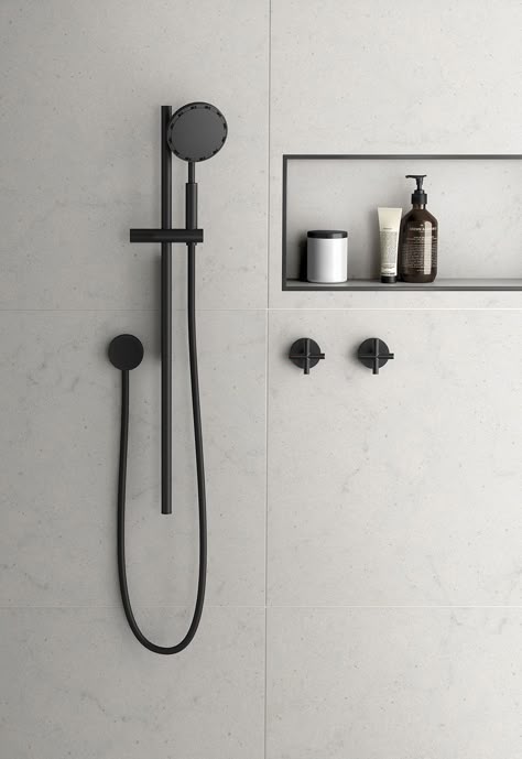 Globally recognised and acclaimed, Phoenix’s new showerhead range has far fewer nozzles than a conventional showerhead, but many more reasons to make the switch. Black Tapware, Soft Tiles, Masculine Bathroom, Water Saving Shower Head, Home Magazine, Buying A New Home, Bathroom Toilets, Shower Design, Pastel Hues