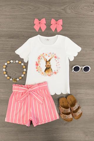 Easter Looks, Country Baby Girl, Brown Bunny, Sparkle In Pink, Bunny Design, Bunny Outfit, New Years Outfit, Tie Shorts, Bunny Designs