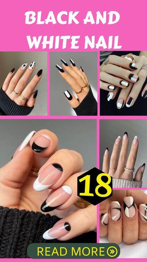 Unleash Your Creativity: Captivating Black and White Nail 21 Ideas Black And White Nail Art Simple, Black And White Dip Nails, Black Geometric Nails, Black And White Nails Square, Black And White Short Nails, Black And White Nail Design, White Short Nails, Nail Colors And Designs, Mix Match Nails