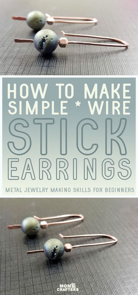 Diy Metal Earrings, Making Jewelry For Beginners, Metal Jewelry Making, Hammered Jewelry, Polymer Inspiration, Silver Clay, Stick Earrings, Easy Jewelry, Wire Jewelry Tutorial