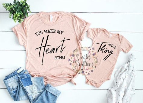 Mommy and Me Shirts//Wild Thing You Make My Heart Sing//new | Etsy Fairy Godmother Shirt, Gift For Godparents, Godmother Shirts, Mommy Shirts, Mommy And Me Shirt, Matching Mom, Daughters Shirt, Fit For Men, Fairy Godmother