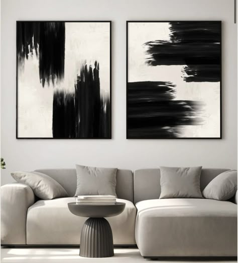 Black Living Room Decor, Black And White Living Room, Simple Wall Art, Black Living Room, White Wall Decor, Christmas Decorations Living Room, Black Wall Art, Black And White Painting, Scandinavian Living