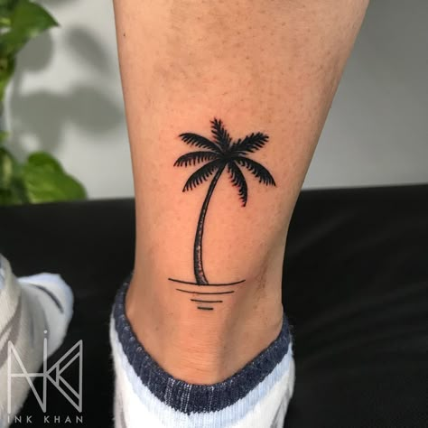 3 Palm Trees Tattoo, Palm Tree Tattoo On Wrist, Small Hawaiian Tattoo Men, Tropical Tattoo For Men, Hawaii Tattoo Men, Palm Trees Tattoos, Florida Tattoo Ideas For Men, Beach Tattoo For Men, Simple Palm Tree Tattoo