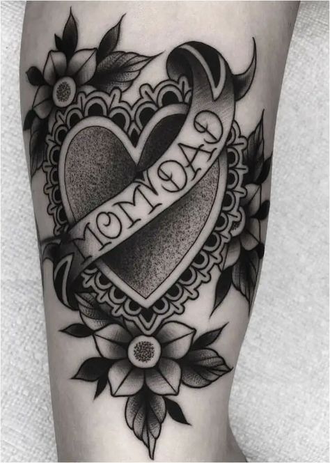 Mom And Dad Tattoos, Mom And Dad Tattoo, Parental Love, Traditional Heart Tattoos, Mom Heart Tattoo, Parent Tattoos, Dad Tattoo, Palm Tattoos, Express Love