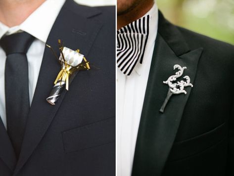 Silver Boutonniere, Boutonnieres Wedding, Wedding Boutonnieres, Groom Looks, Black White Wedding, Boutonniere Wedding, Glam Wedding, Groom Style, Vow Renewal